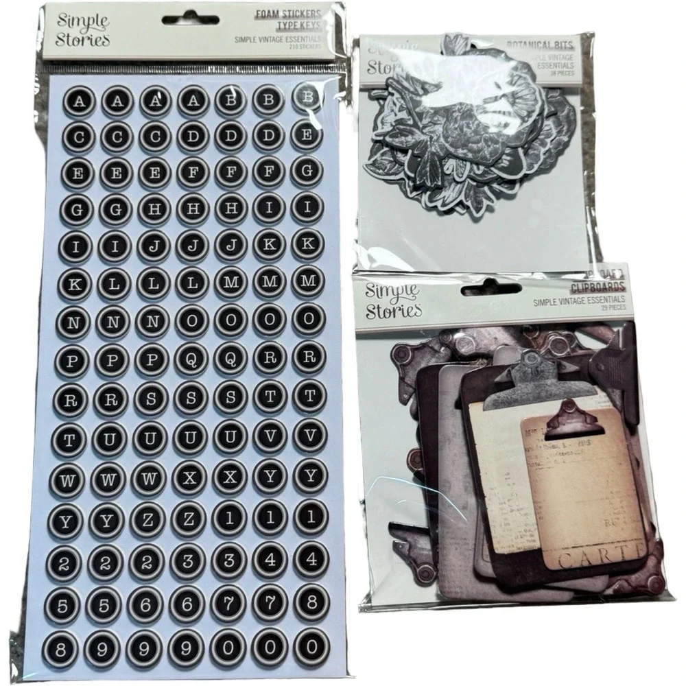 Simple Stories Vintage Essentials Sticker Ephemera Bundle OS Neutral  Scrapbook